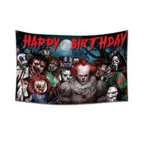 Tapeçaria pendurada na parede Aniversário de vilões de filmes de terror assustadores