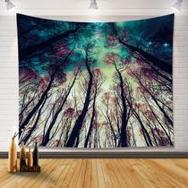 Tapeçaria pendurada na parede, dossel de árvore florestal, flanela de 130 x 150 cm