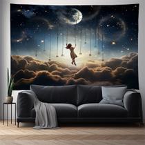 Tapeçaria pendurada na parede Lua e estrelas Surreal Night Sky 150x130cm