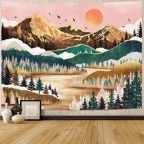 Tapeçaria pendurada na parede Mountain Sunset Forest Lake 150x130cm Tapeçaria pendurada na parede Mountain Sunset Forest Lake 150x130cm