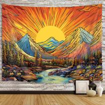 Tapeçaria pendurada na parede Mountain Sunset Landscape 150x130cm Tapeçaria pendurada na parede Mountain Sunset Landscape 150x130cm