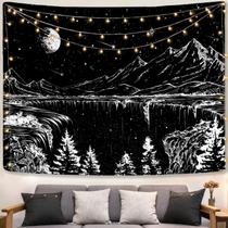 Tapeçaria pendurada na parede Night Sky Mountain Waterfall 150x130cm