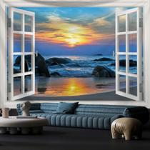 Tapeçaria pendurada na parede Ocean Sunset Window View 150x130cm