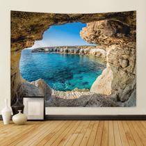 Tapeçaria pendurada na parede Sea Cave View Ocean Cliff Coast 150x130cm