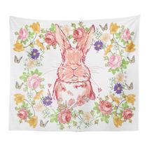 Tapeçaria Plant Flower Rabbit Wall 150x100cm Microtecido Tapeçaria Plant Flower Rabbit Wall 150x100cm Microtecido
