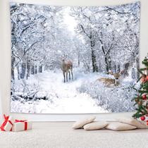 Tapeçaria QGHOT Winter Wonderland Snow Scene Decoração de parede