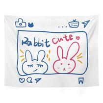Tapeçaria Rabbit Cute Wall 150x130cm de fibra de microtecido Tapeçaria Rabbit Cute Wall 150x130cm de fibra de microtecido