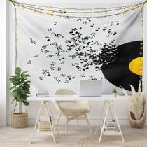 Tapeçaria: Retro Music Notes, disco de vinil, 100x150cm, poliéster