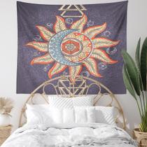 Tapeçaria Sol e Lua, Estética de Sala de Parede, 150x100cm, Microtecido
