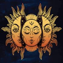 Tapeçaria Sol e Lua Mandala Flanela 130x150cm