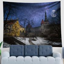 Tapeçaria suspensa na parede Castle Night Sky Medieval 150x130cm