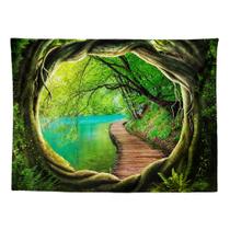 Tapeçaria suspensa na parede Forest Path Lake View 150 cm x 130 cm Tapeçaria suspensa na parede Forest Path Lake View 150 cm x 130 cm