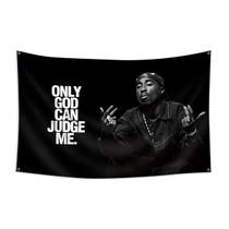 Tapeçaria Tupac Só Deus pode me julgar poliéster 100x150cm Tapeçaria Tupac Só Deus pode me julgar poliéster 100x150cm