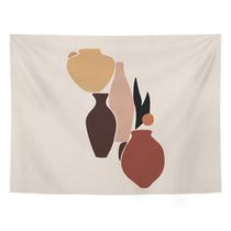 Tapeçaria, vaso geométrico abstrato, parede, 150x130cm, microtecido