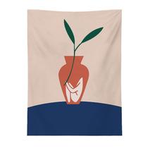Tapeçaria, vaso minimalista, plantas, parede, 150x130cm, microtecido