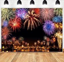 Tapeçaria Véspera de Ano Novo City Fireworks Vinil 150x100cm