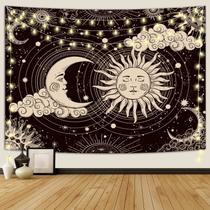 Tapeçaria Wonrizon Sol e Lua Estética Preta 150x210cm