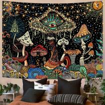 Tapeçaria Yeoiat Mushroom Hippie para quarto 112x152cm