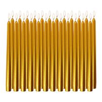 Taper Candles Candlesee Gold 25 cm, sem perfume, sem fumaça, pacote com 24