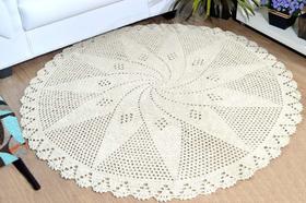 Tapetão de Sala Redondo em Crochê - Cru