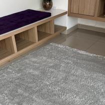Tapete 200x250 Pelo Baixo Pra Sala Quarto Minimalista 2x2,5 Cinza Prata Antiderrapante