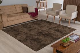 Tapete 2,40M X 2M Felpudo Tabaco Mesclado Shaggy Luxo