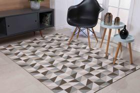 Tapete 2,50m x 2,00m Sala Quarto Tecido Jacquard Antiderrapante Geométrico - Ladrilhado Marrom