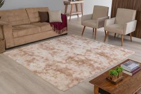 Tapete 2M X 1,5M Felpudo Bege Mesclado Shaggy Luxo