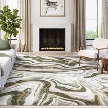 Tapete Abani Regal 122 x 183 cm Verde com Design Espiral Tapete Abani Regal 122 x 183 cm Verde com Design Espiral