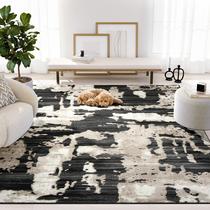 Tapete Abani Terra 61 x 91 cm Preto e Creme com Estampa Abstrata