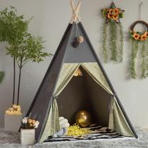 Tapete Acolchoado Teepee TreeBud Stripe para Crianças - Cinza Escuro