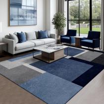 Tapete AICLIV 244 x 305 cm Azul e Cinza Antiderrapante Fino
