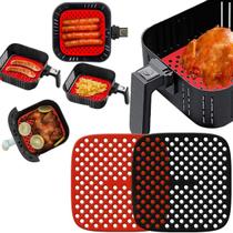 Tapete Air Fryer Silicone Antiaderente Quadrado Fritadeira 20,8cm