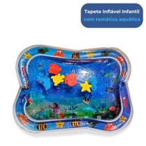 Tapete Almofada Inflável Água Infantil Bebê Menino Menina Aquático Fundo do Mar 69x50cm Sensorial