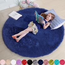 Tapete Andrebio Azul Marinho Fluffy Circle 180 cm para quarto