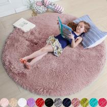 Tapete Andrebio Blush Pink Fluffy Round 150cm para quarto