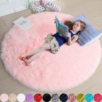 Tapete Andrebio Pink Fluffy Circle 120 cm x 120 cm para meninas