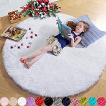 Tapete Andrebio White Fluffy Circle de 180 cm de diâmetro para quarto