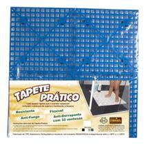 Tapete Anti Derrapante Banheiro Box 24 Ventosa Azul 50x50cm