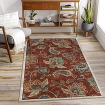 Tapete antiderrapante floral vintage Morebes 76x152 cm vermelho Tapete antiderrapante floral vintage Morebes 76x152 cm vermelho