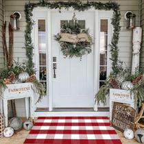 Tapete ao ar livre Bottalive Christmas Plaid 70x110cm vermelho e branco