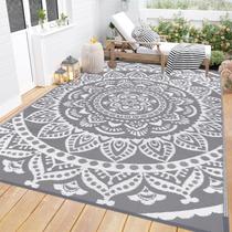 Tapete ao ar livre Bsmathom 183x274cm impermeável reversível cinza Tapete ao ar livre Bsmathom 183x274cm impermeável reversível cinza
