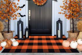 Tapete ao ar livre BUAGETUP Fall Front Porch Halloween 60x130cm