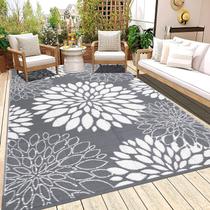 Tapete ao ar livre Ileading 152x244cm impermeável reversível cinza