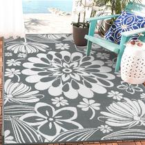 Tapete ao ar livre Ileading 152x244cm impermeável reversível cinza