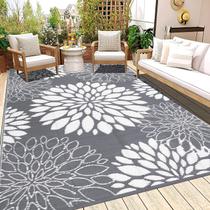Tapete ao ar livre Ileading 183x274cm impermeável reversível cinza