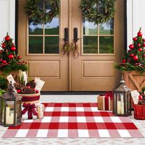 Tapete ao ar livre KIMODE Christmas Buffalo Plaid 60x130cm vermelho/branco