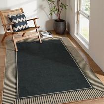 Tapete ao ar livre Moynesa Striped Border Easy Jute 150x210 cm preto