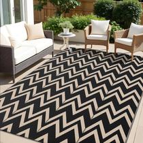 Tapete ao ar livre OLANLY impermeável 150x240 cm preto e bege
