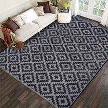 Tapete ao ar livre SAND MINE Tapetes reversíveis 8' x 8' Preto Cinza